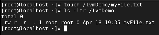Create a File on /lvmDemo